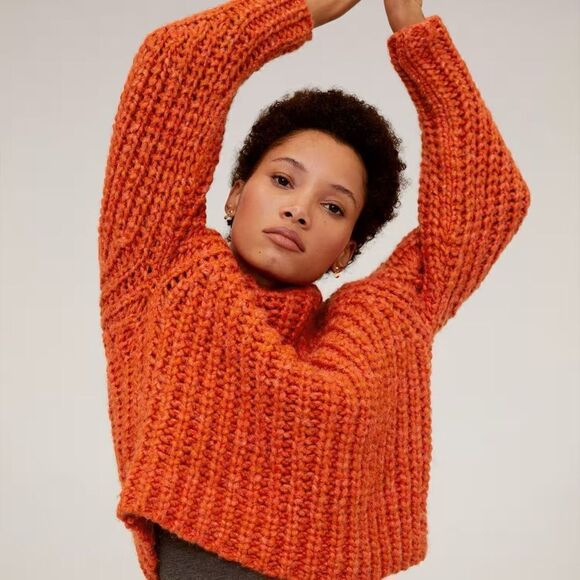Mango Chunky Knit Sweater New Orange New - Picture 1 of 8